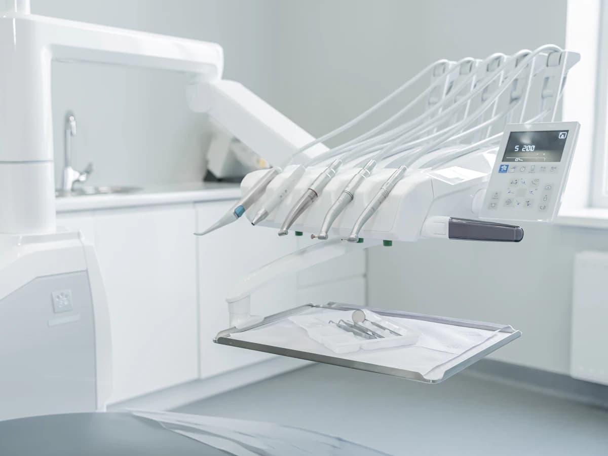 An operatory set up for a routine examination and cleaning