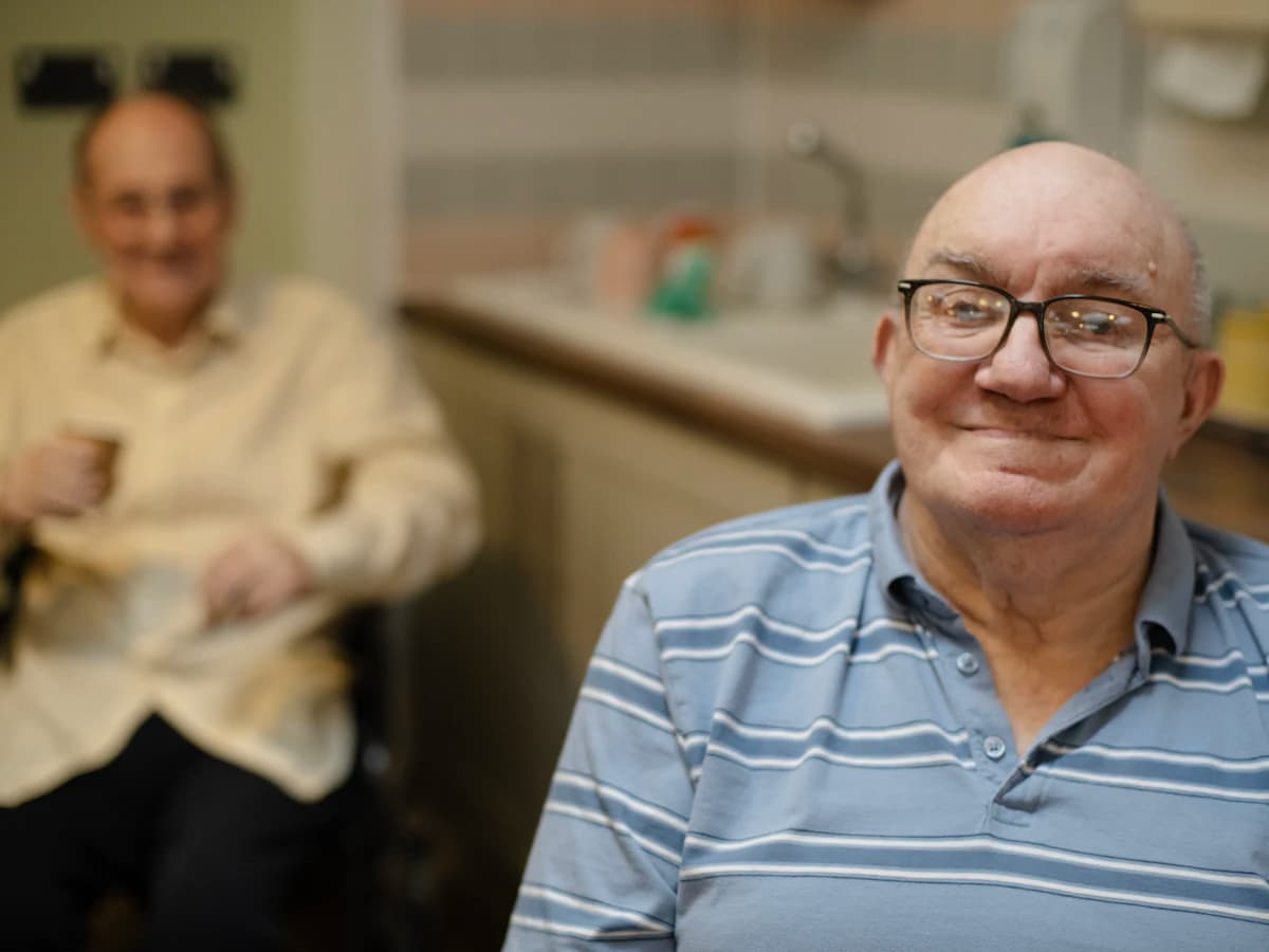 Two patients talking after treatment