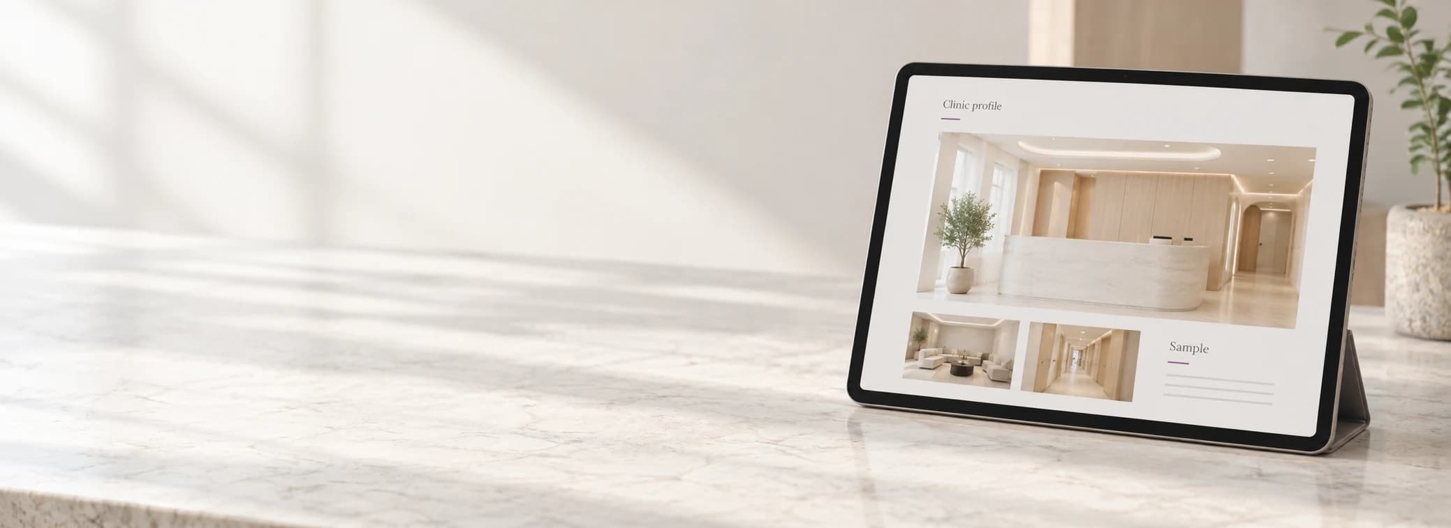 A sample clinic profile on a tablet
